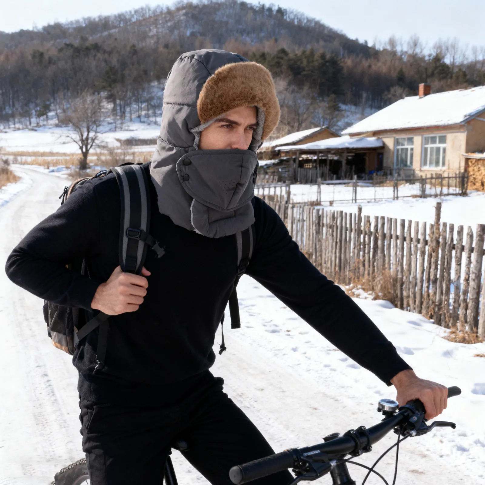 

Winter Cycling Warm Hat Thickened Trapper Cap Windproof Ear Cover Pilot Hat Mask for Men Outdoor Sports Skiing Riding Cold