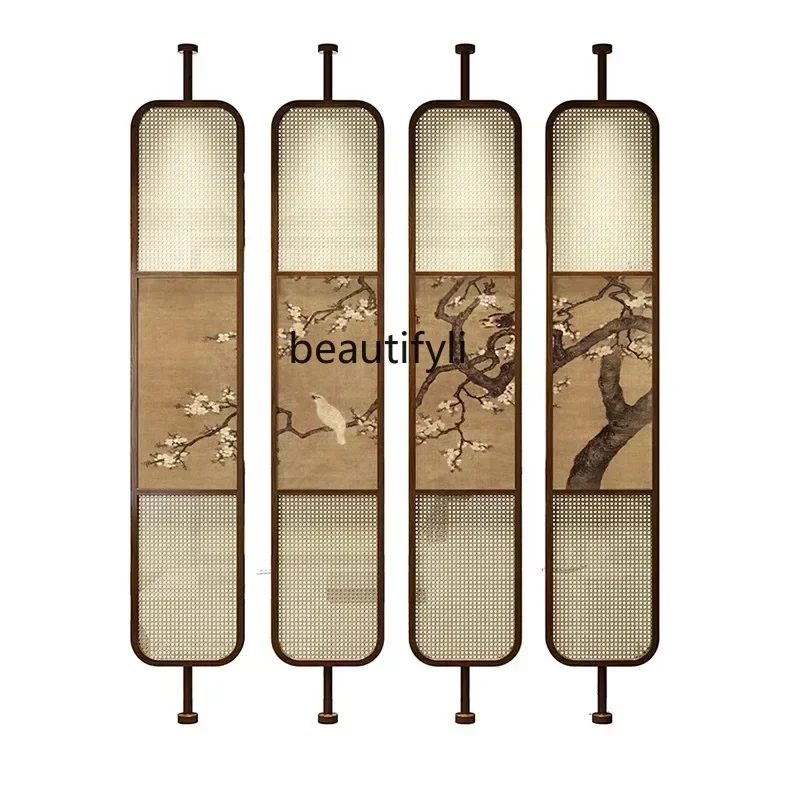 

AA17 Japanese rattan screen living room partition solid wood rotating home hotel homestay shelter