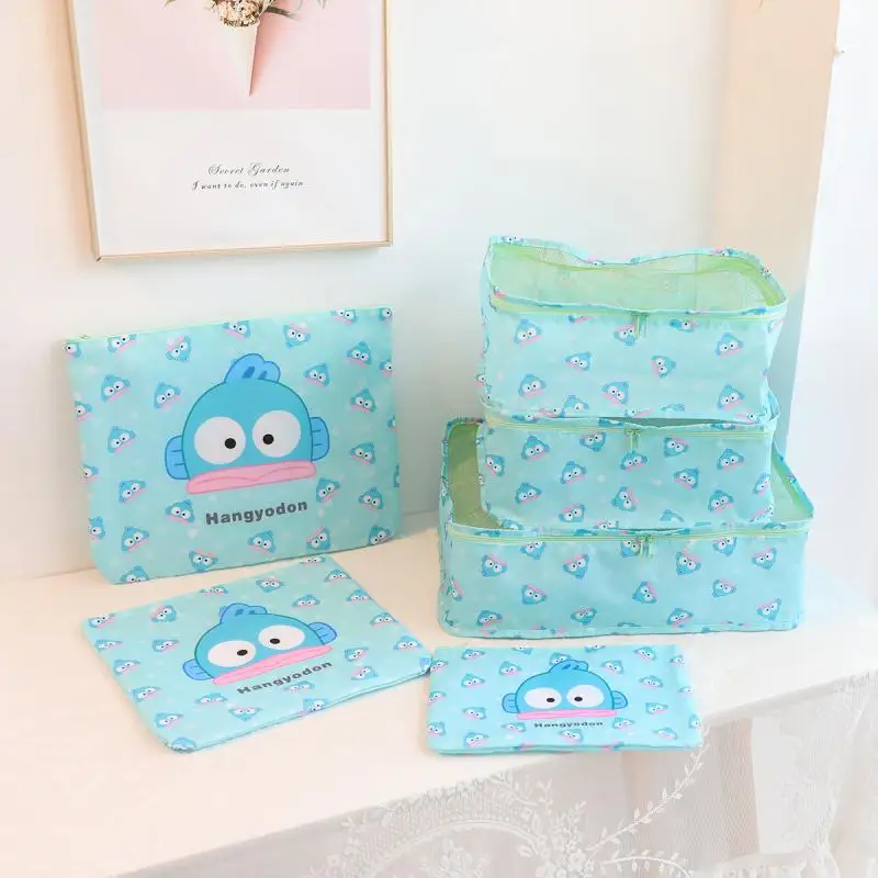 Kawaii Sanrio Keroppi Badtz Maru Hanyodon Organizer Bag Travel Storage Suit Classification Storage Bag Water Proof Festival Gift