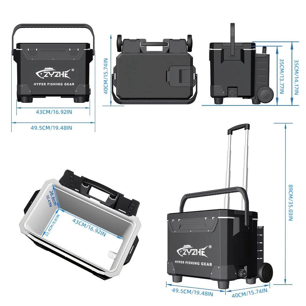 ZYZHE 1pc Fishing Tackle Box Portable with Reel 72hours Maintain Temperature Fishing Gear Storage Multi Functional Toolbox