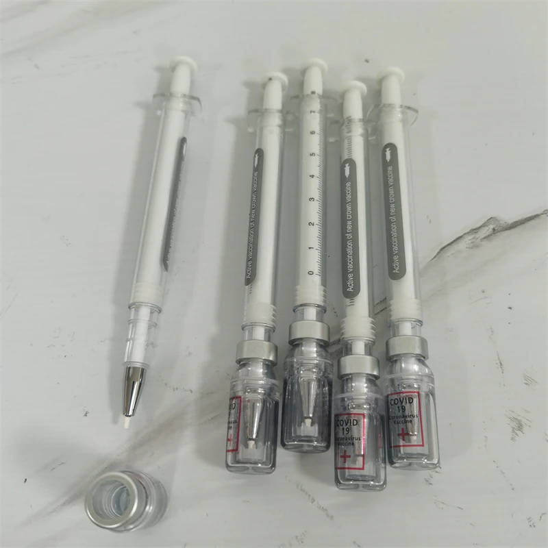 60ชิ้นตลกหมึกสีดำปากกาเป็นกลางเข็มฉีดยาปากกาหมึกเจลวัคซีนปากกาหมึกเจลปากกาน้ำสำนักงานโรงเรียน