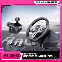 Pxn V9 Gen2 Upgrade Gaming Steering Racing Wheel Pedal Shifter Clamp Set 270/900 Rotation Abs 6+R Hall Magnetic Dual Motor Light