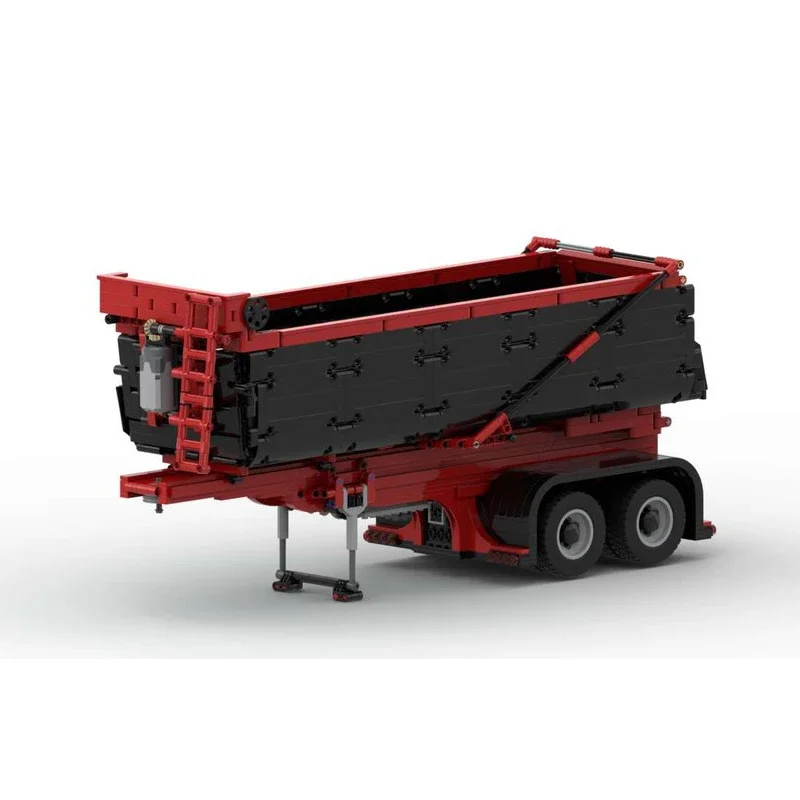 Urban Trucks Model Moc Building Blocks Red&Black Dump Trailer Model Technology Brick DIY Assembly Construction Model Toy Gifts