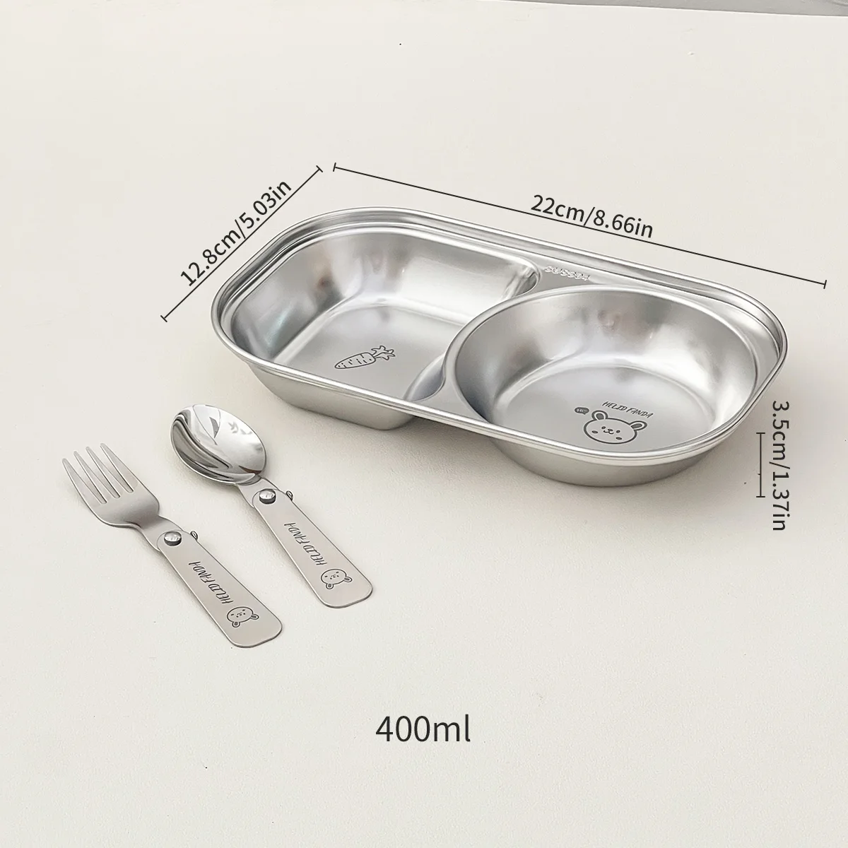 WORTHBUY Mini Schattige Kinderen Dinerbord 304 Roestvrij Staal Verdeelde Voedsel Borden Gerechten Fruitsalade Borden Keuken Servies