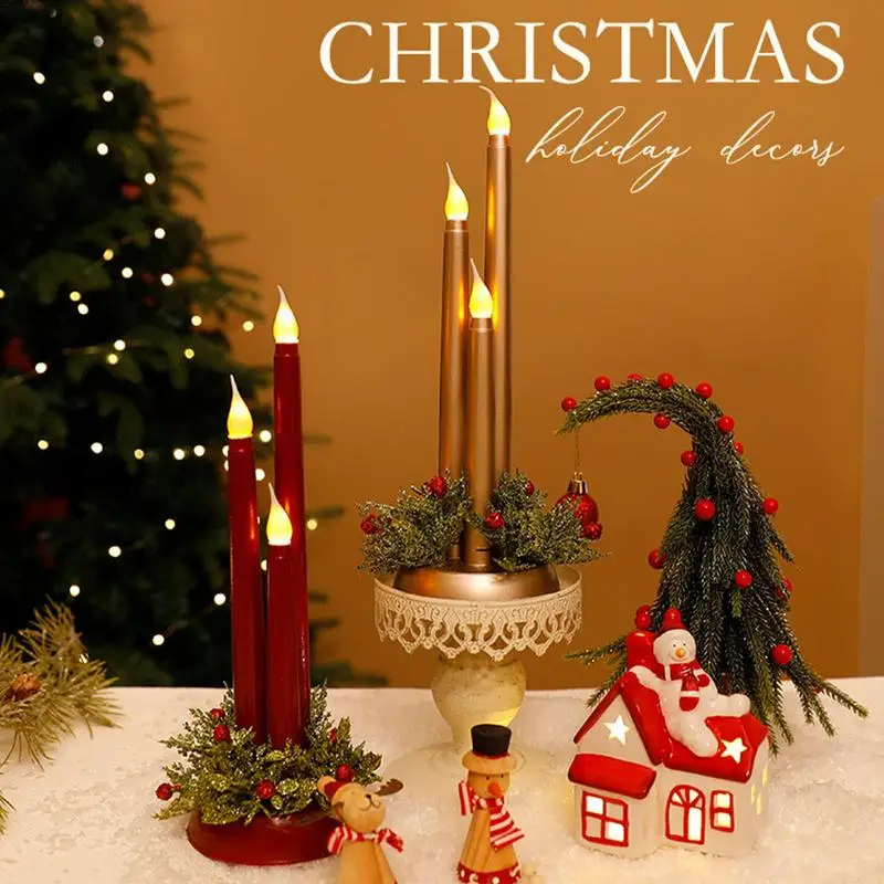 Christmas LED Candle Christmas Flickering Flameless Candle Light Battery Powered Church Flickering Candle Light Home Decoration