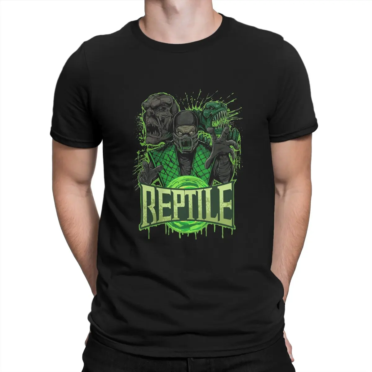 REPTILE T-Shirts for Men Mortal Kombat Mk Games Funny Tees Round Collar Short Sleeve T Shirt Party Clothing