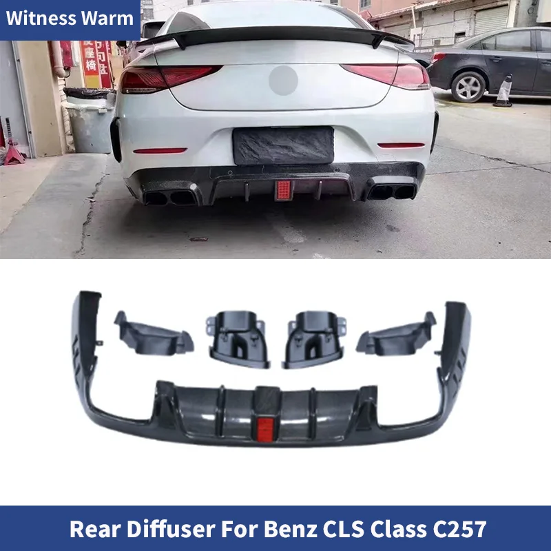 Kit carrosserie pour Benz W257 CLS300 CLS350 CLS53, diffuseur de pare-chocs arrière en fibre de carbone, spoiler, 2019+