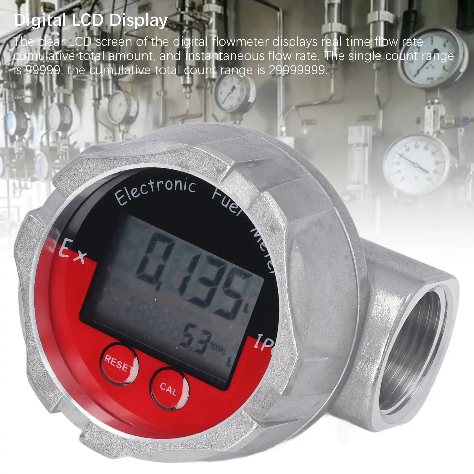 

Электронный турбинный расходомер 1 дюйм, 2.6-26 GPM, со встроенным аккумулятором, с переключением между единицами измерения для дизельного топлива, бензина, воды