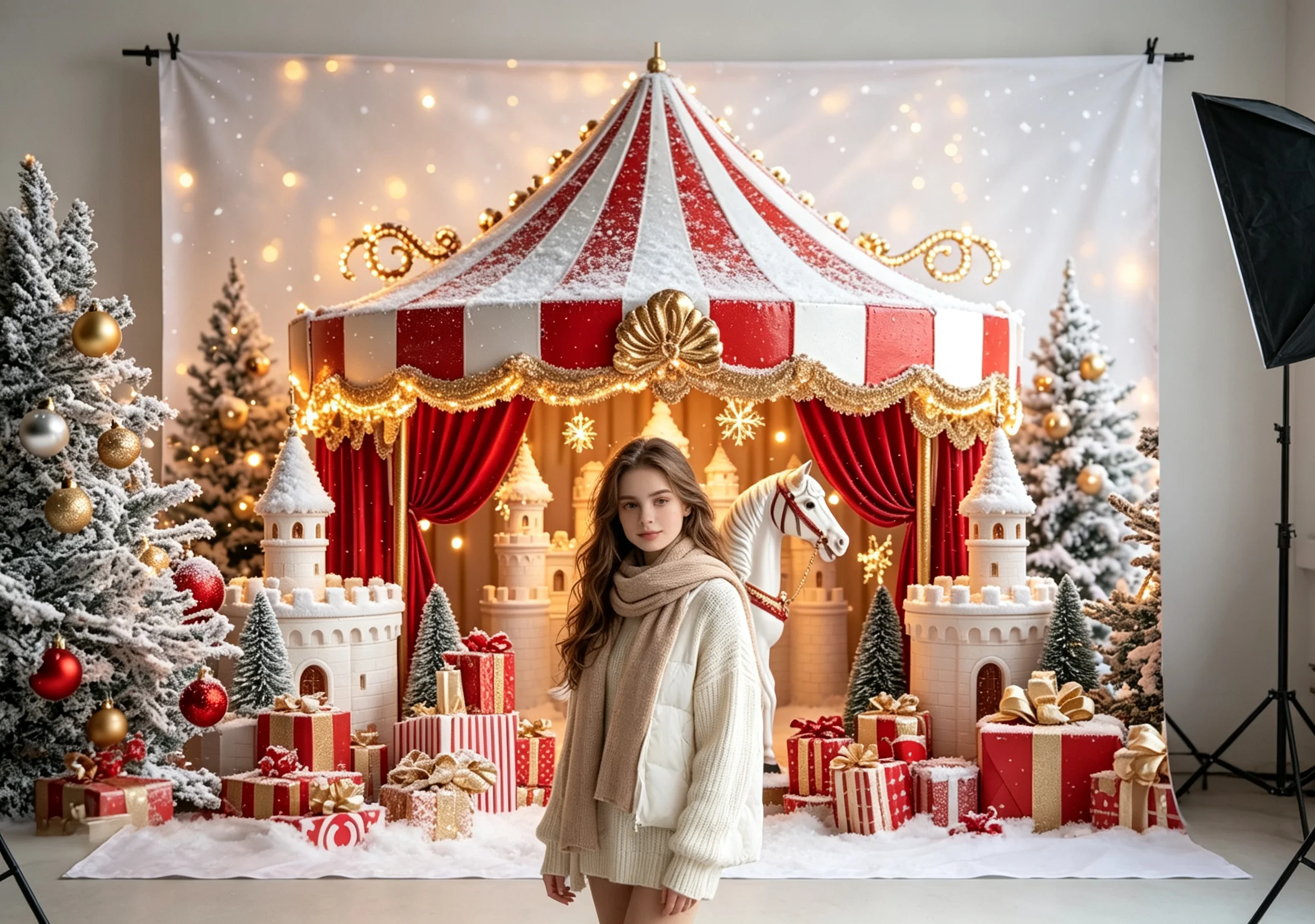 Telón de fondo navideño con mo - Photography Lighting For Portraits reseña y precio