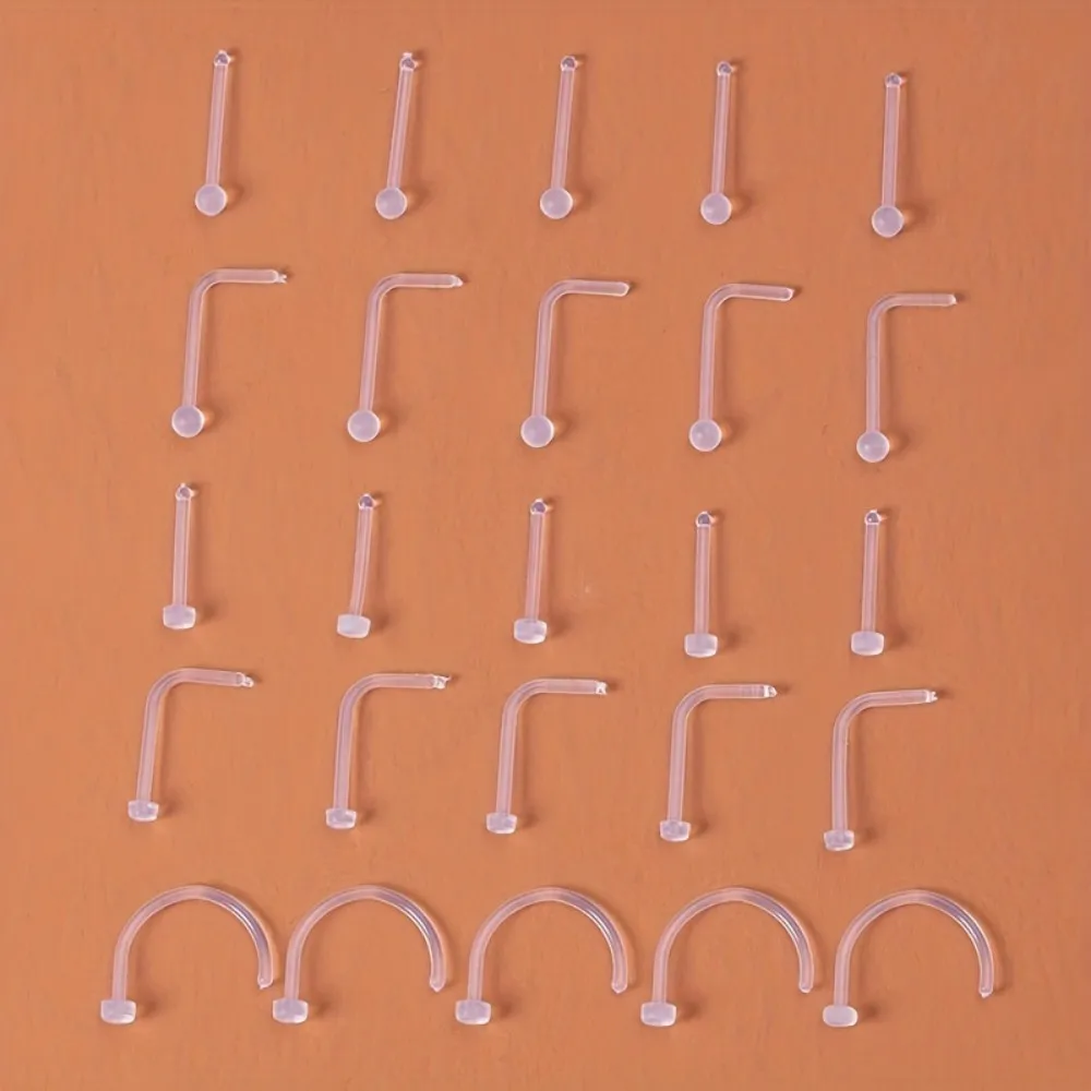 10 Uds. Pendientes acrílicos transparentes para la nariz, anillo Invisible transparente para la nariz, Piercing para la oreja para mujeres y hombres, joyería para el cuerpo, cuerpo