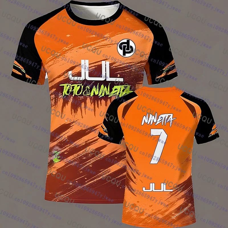 90 دقيقة جيرسي يوليو توتو و نينيتا بري سلسلة كرة القدم تي شيرت الرجال الصيف الرياضة في الهواء الطلق التجفيف السريع الرجال النساء التدريب تي شيرت