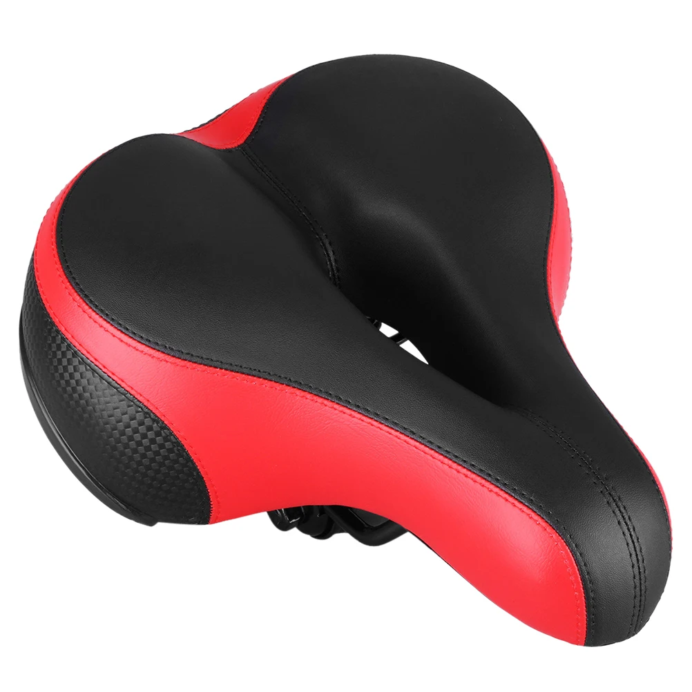 

Spring Saddle Seat Cushion 25x20x9cm Black Red PU Metal Bike Seat Cycling Mat Thicken Ergonomic Hollow Core Anti Slip