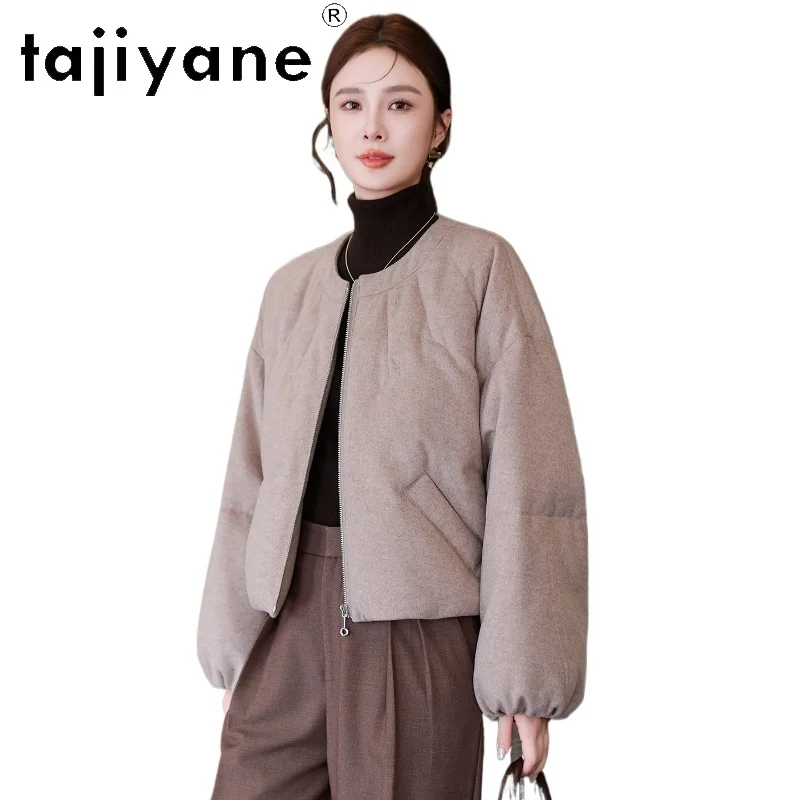 TAJIYANE 90% أوزة أسفل معاطف النساء أنيق قصير سترة منفوخة قسط س الرقبة السيدات أبلى 2025 الشتاء ملابس حريمي putaхоovyк #1