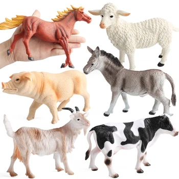 Oenux Zoo monde ferme Animal cheval vache cochon mouton chèvre âne modèle figurines d'action Lion tigre PVC éducatif mignon enfants jouet cadeau