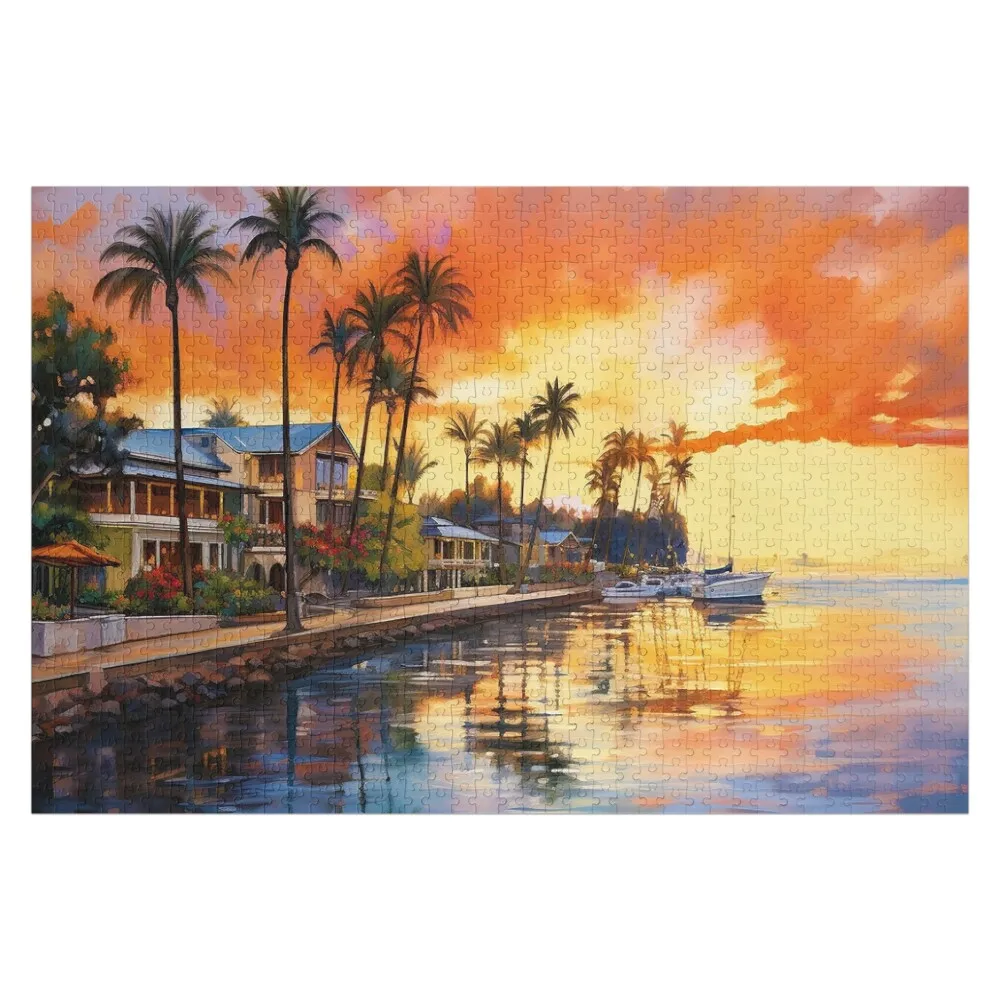 

Seaside Stroll: Lahaina Waterfront Charm Jigsaw Puzzle Photo Custom Kids Toy Toys For Children Wood Name Puzzle
