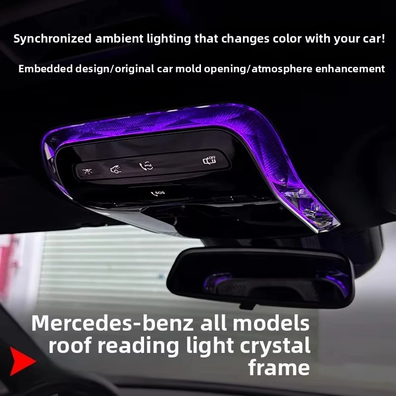 1 PC Brilliant Crystal Roof Reading Light Frame Ambient Lamp Trim Compatible with for Mercedes-Benz C GLC E Class W206 X254 W214