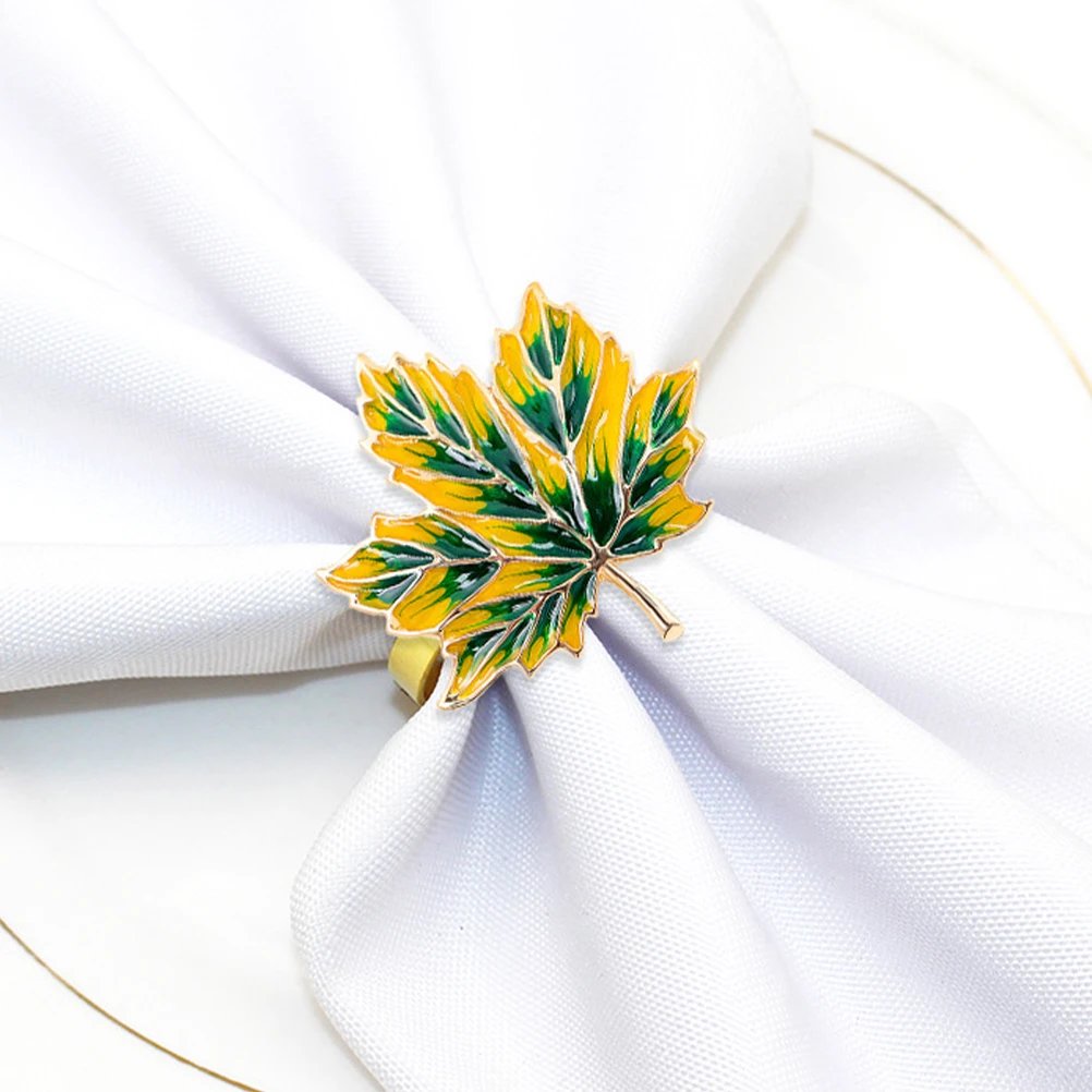 

2Pcs Napkin Rings Maple Leaf Metal Practical Napkin Buckles for Home Restaurant Banquet Party Dining Table Decor
