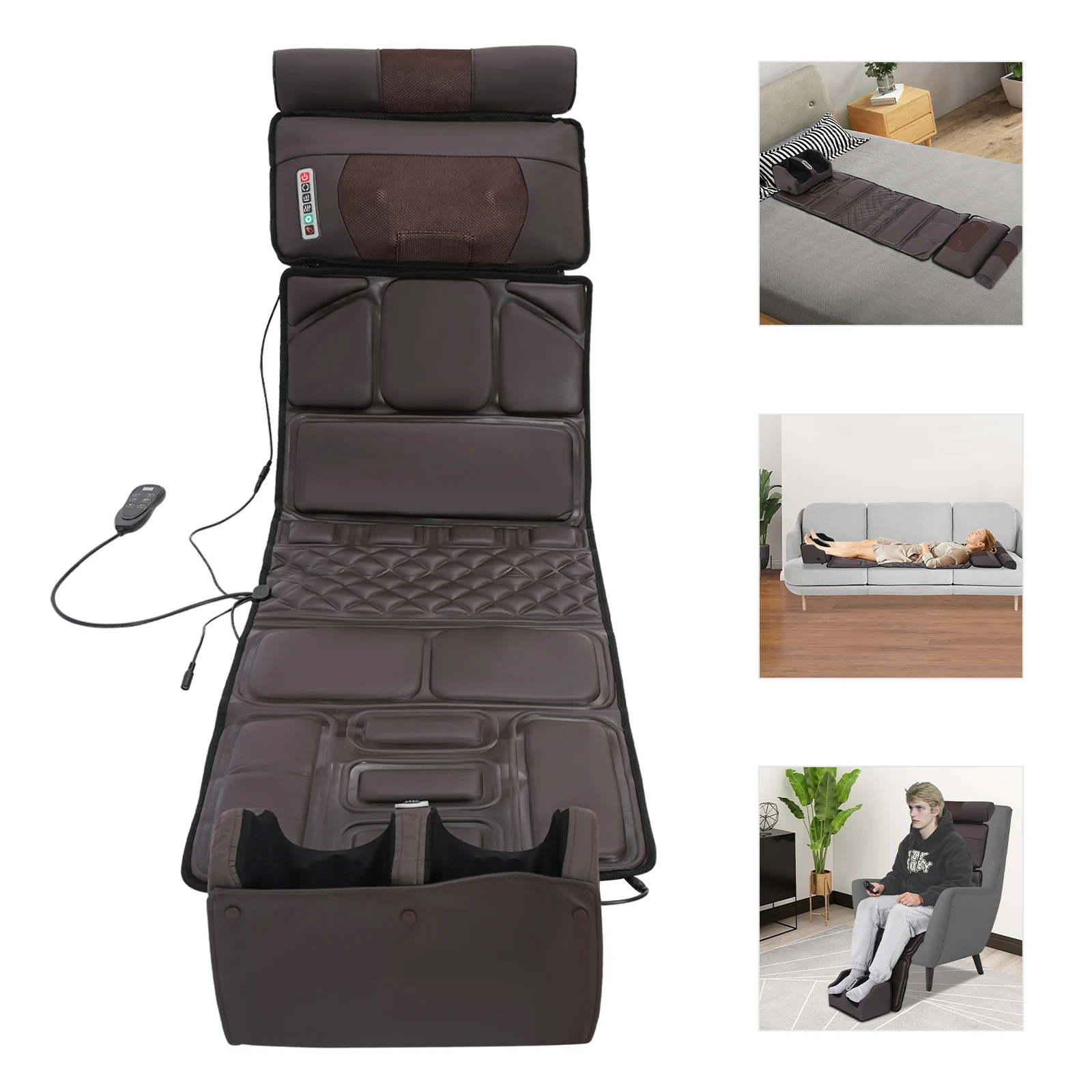 Coussin de Massage complet du corps avec chaleur, 20 têtes, dos, cou, épaules, taille, pieds, 16 rouleaux, 9 Modes, 9 intensités, minuterie de 30 minutes pour se détendre