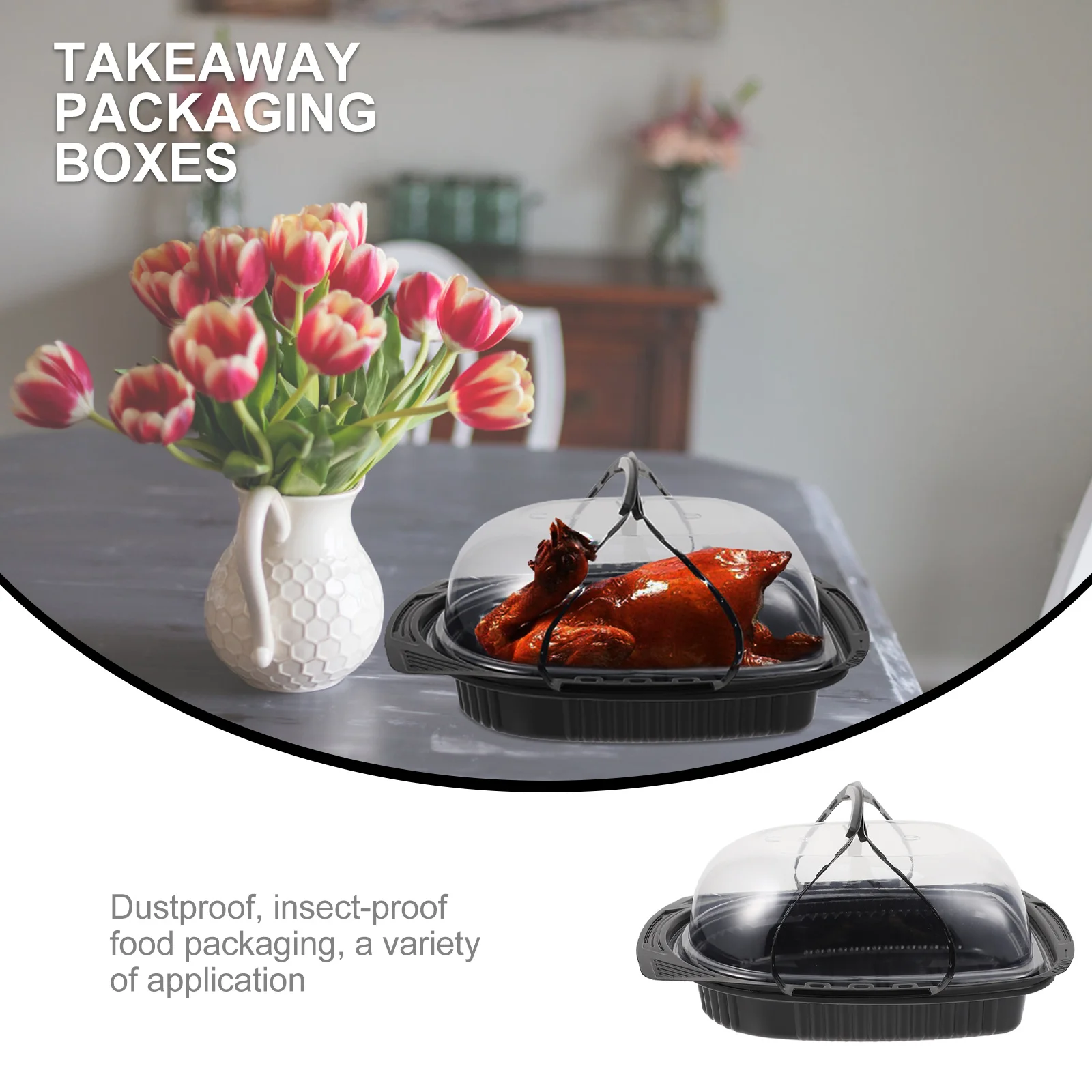 

10Pcs Disposable Food Container Clear Lid Large Capacity Restaurant Takeaway Packaging Heatproof Transparent Design