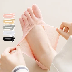 Summer Thin Toe Socks Invisible Socks Women Girl Nylon Breathable Solid Non-Slip Transparent Soft Elastic 5 Finger No Show Socks