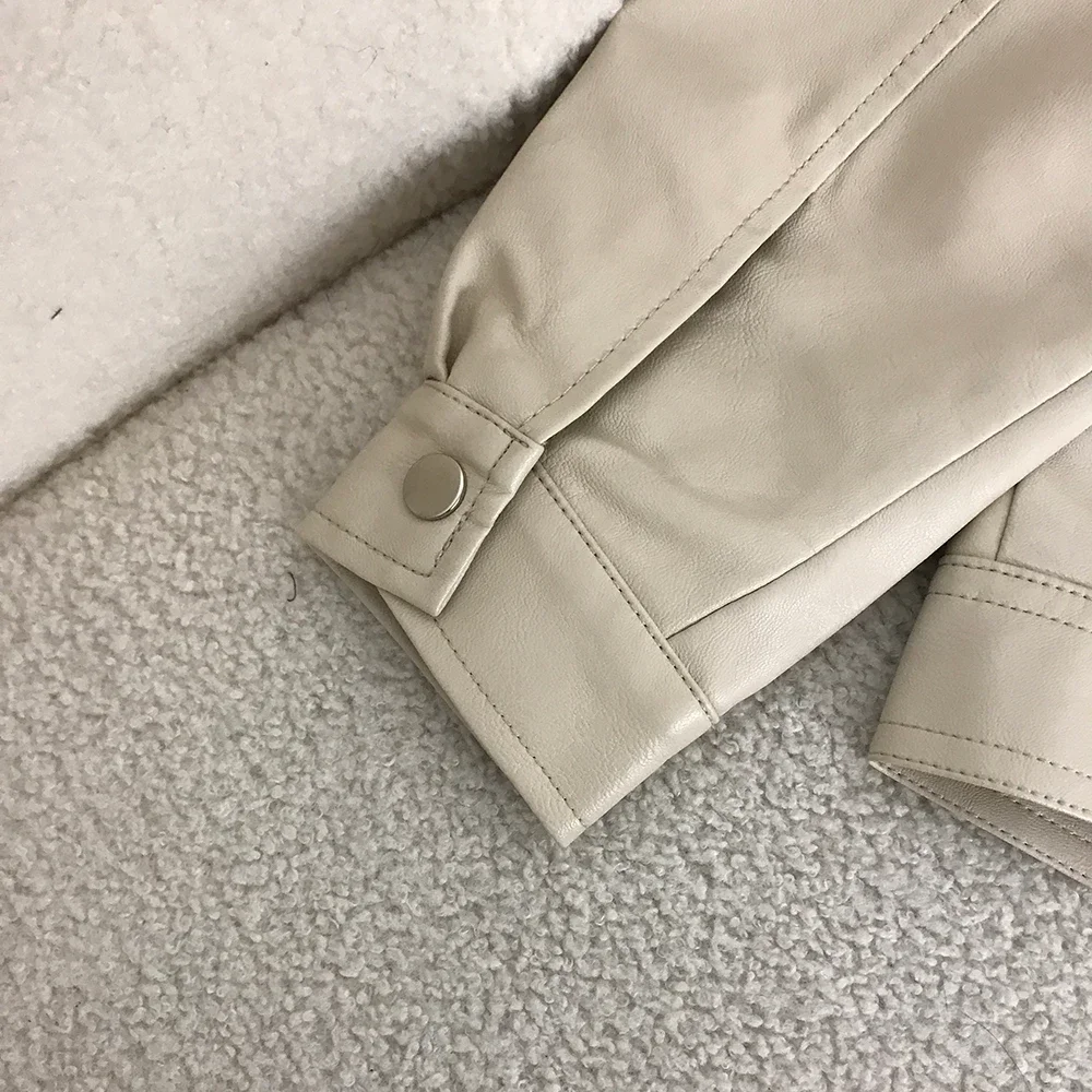 المرأة عارضة الشارع الشهير شيك ربيع جديد سحابات المتضخم معطف فو سترة جلدية بولي فضفاض فضفاض دراجة نارية السترات الإناث #5