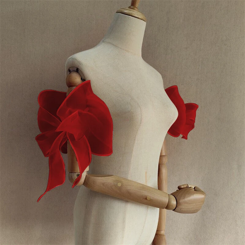 1 زوج الزفاف كم انفصال القوس الأورجانزا المرأة فستان الزفاف فستان الحفلات اكسسوارات الفتيات العروس شال الساتان رقيق القوس