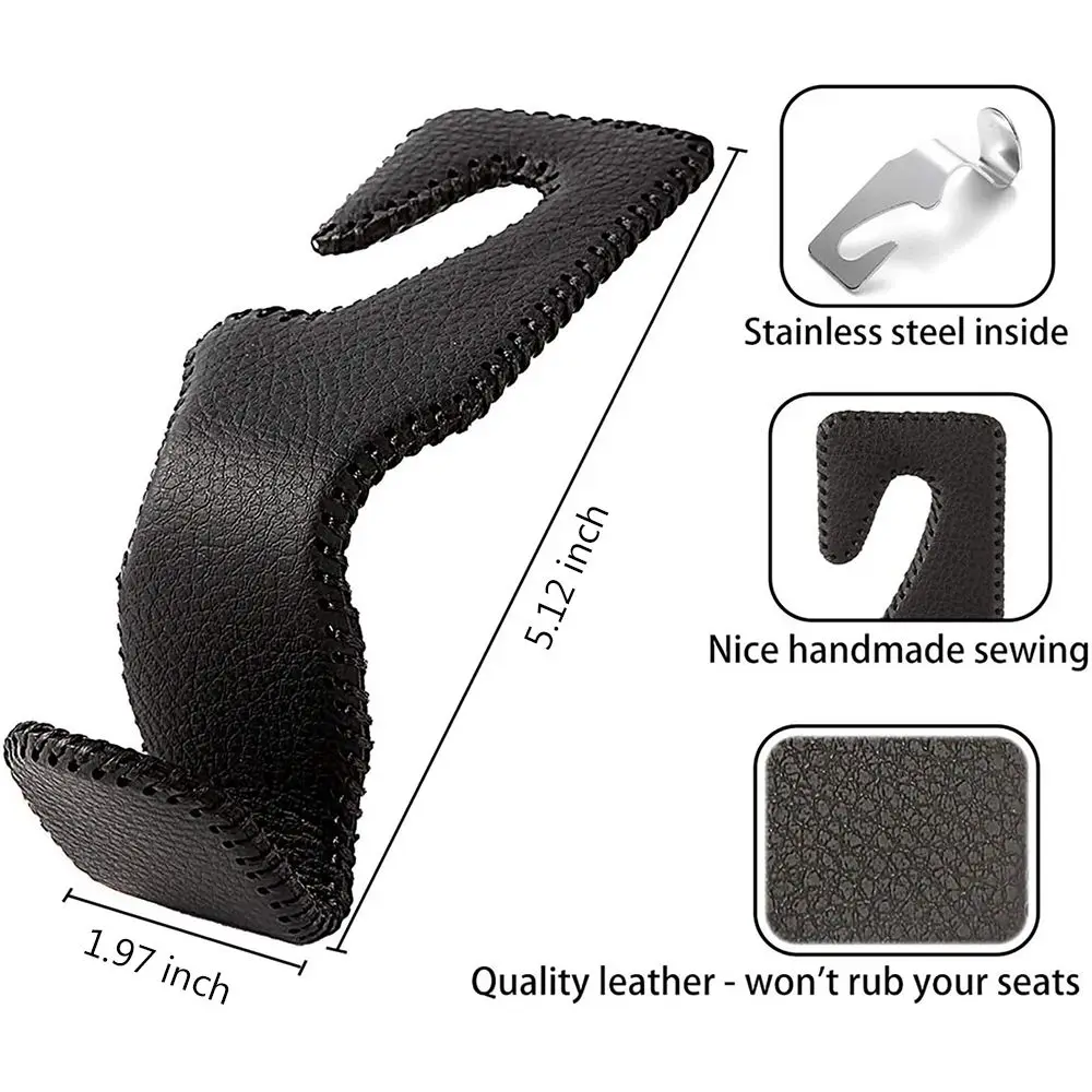 Auto Interior Accessories Purses Bags Rear Rack Hidden Car Seat Headrest Hooks Leather Back Seat Hanger Storage Holder