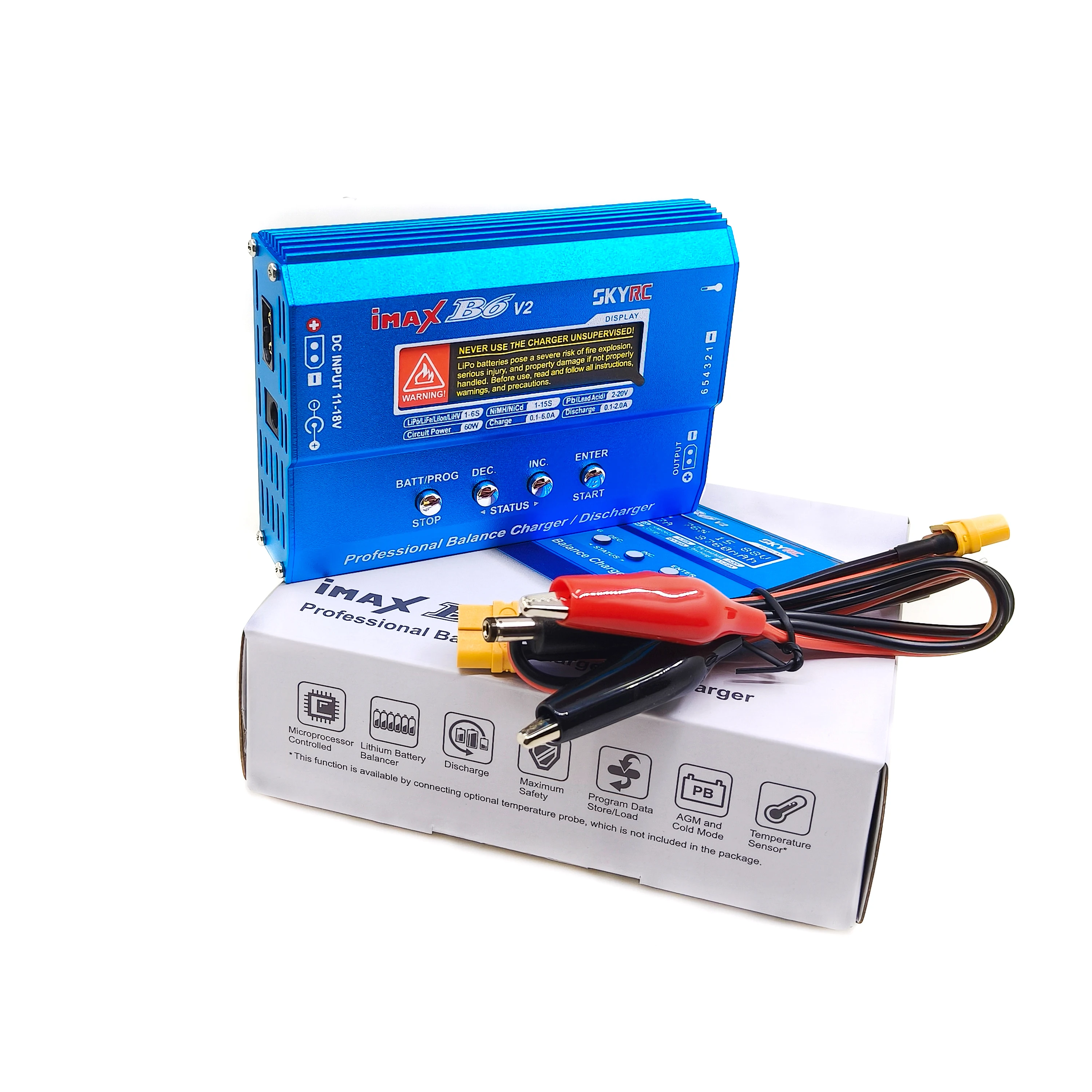 

SKYRC IMax B6 V2 Зарядное устройство с адаптером переменного тока 12 В 5 А Цифровой ЖК-дисплей Lipo NiMh 3S Балансное зарядное устройство для радиоуправляемого автомобиля Дрон