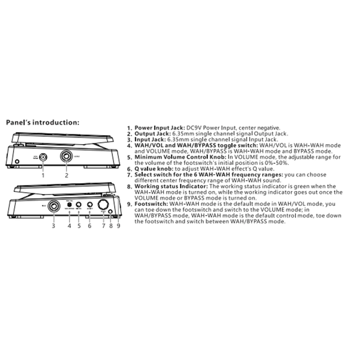 Pedal de efecto Wah con Control de volumen activo, WAH-II, funciones de volumen wah-wah, Pedal Wah multifuncional para guitarra eléctrica