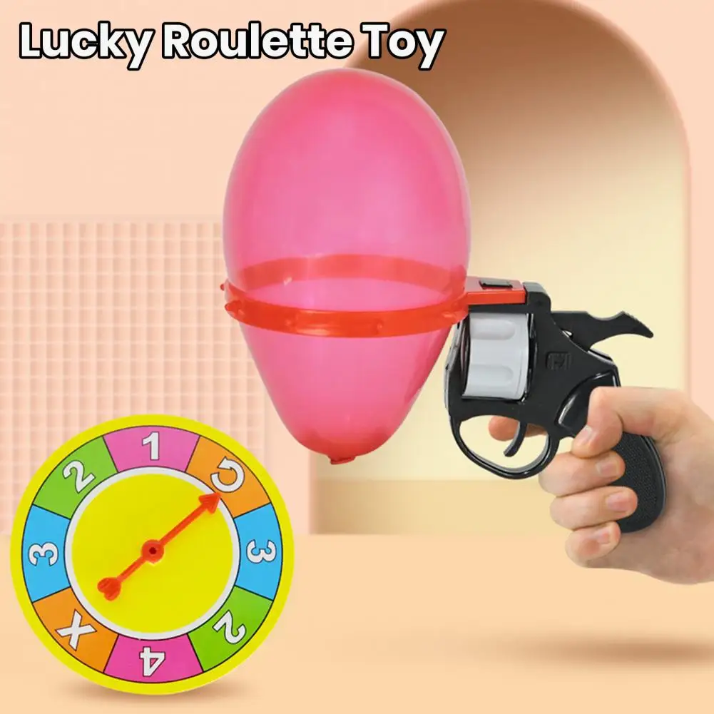 Conjunto de brinquedos para revólver, roleta, brinquedo com 10 balões, jogo de festa para mesa, plataforma giratória da sorte, balão popping, atirador