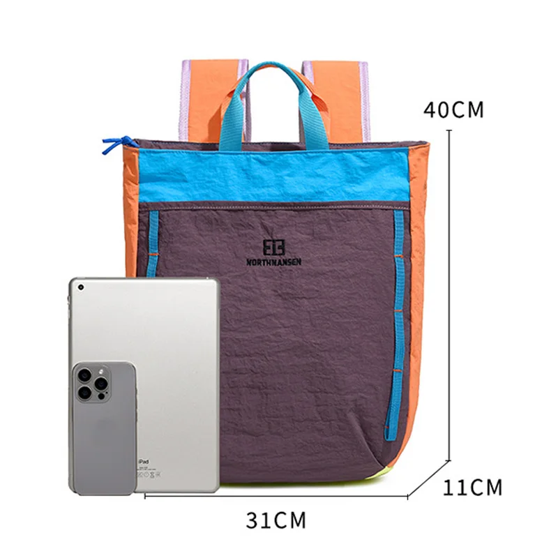 حقيبة ظهر نسائية عصرية مصنوعة من نسيج النايلون المقاوم للماء وخفيفة الوزن وتصميم كتلة الألوان لحقيبة السفر على الطراز الشخصي