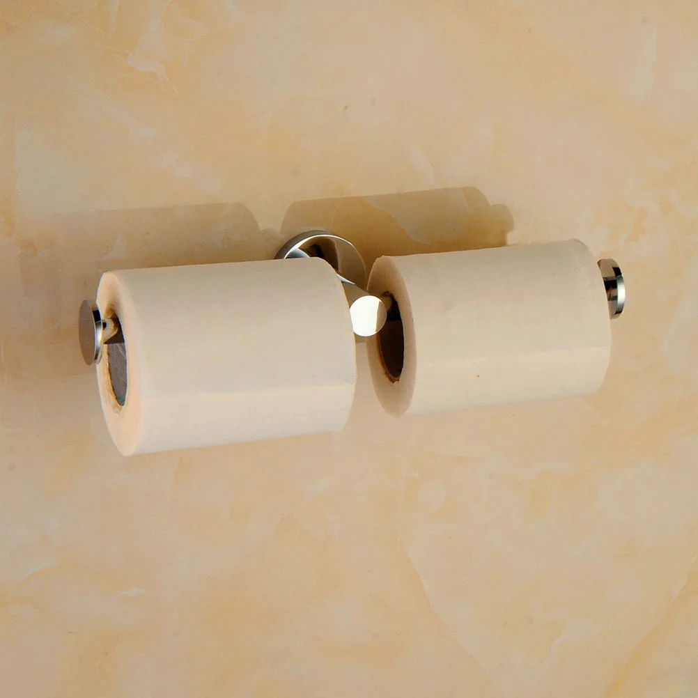 

Steel Paper Roll Holder Double Toilet Paper Holder Durable Tissue Roll Rack For Bathroom Home Office Hotel Use