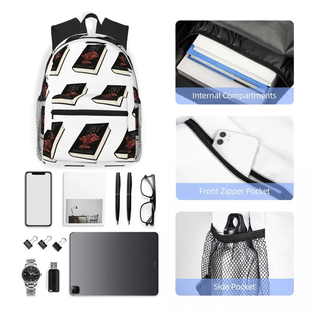 لعنة للحب الحقيقي ستيفاني جاربر حقيبة ظهر للكتب Daypack سعة كبيرة للأطفال حقيبة كتب حقيبة مدرسية حقائب كتف للرجال والنساء