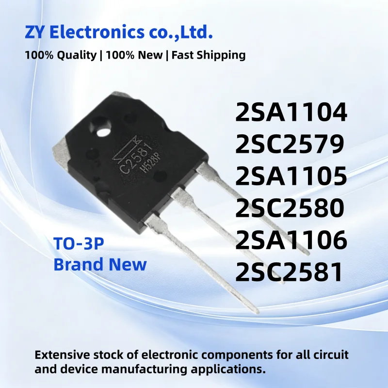 5PCS 100% New 2SA1104 2SC2579 2SA1105 2SC2580 2SA1106 2SC2581 A1104 C2579 A1105 C2580 A1106 C2581 TO-3P Power Transistor