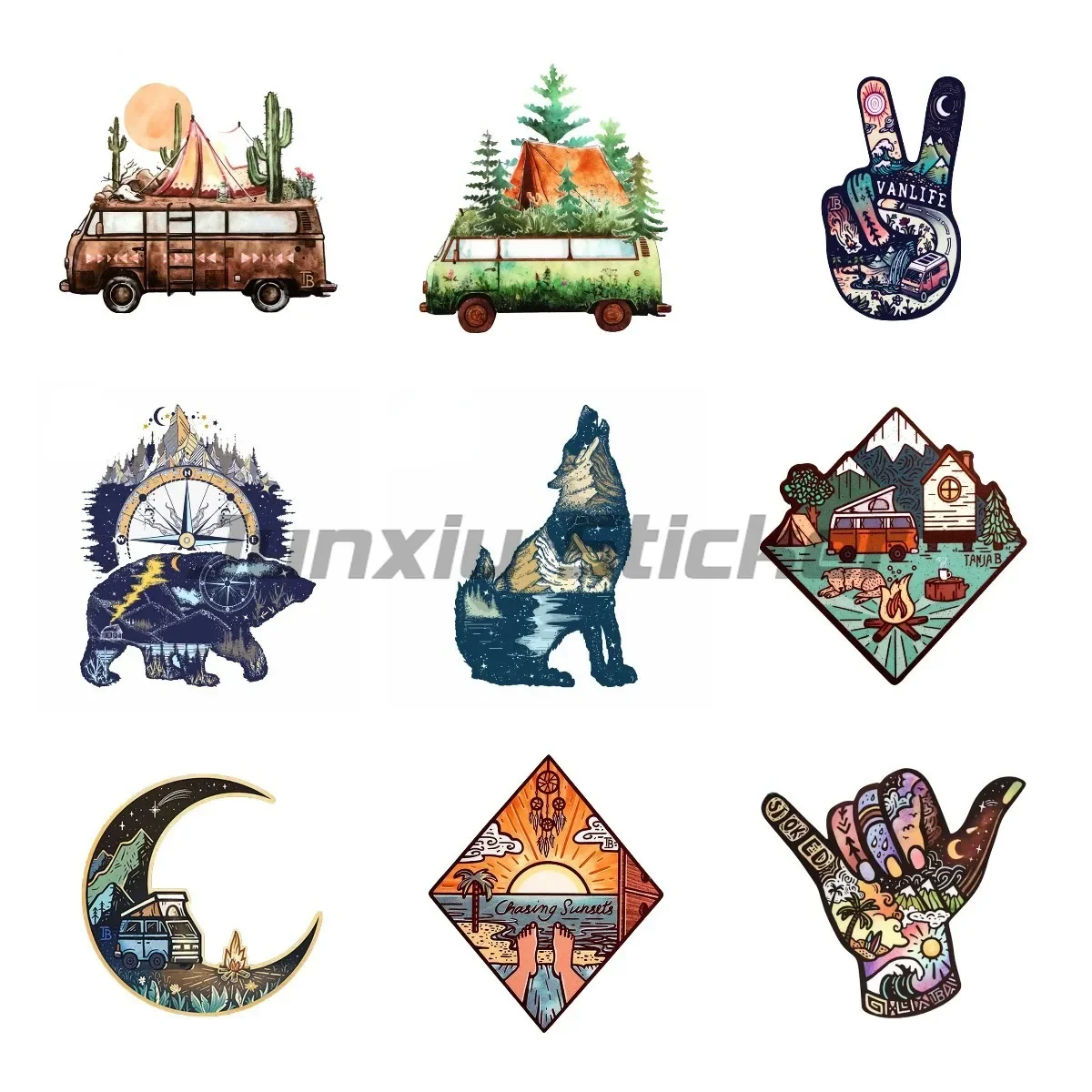 

Vanlife Vinyl Car Stickers Occlusion Sunscreen Scratch Decals Caravan Laptop Decor