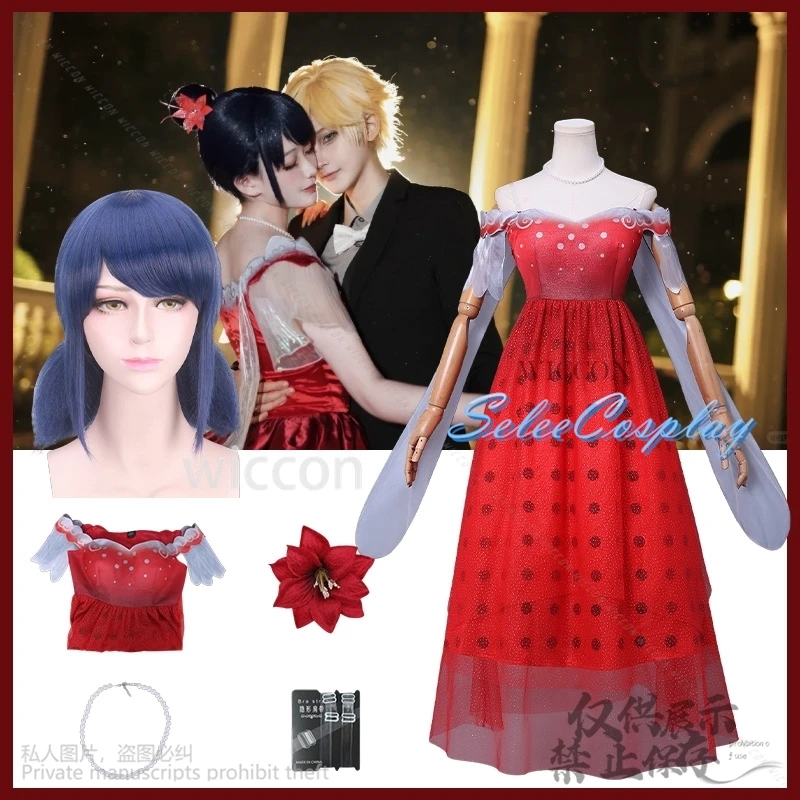 

Mira Cosplay Anime Nady Bng Costume Printed Red Prom Gown Sweetheart Evening Dress Kawaii Puff Short Sleeves Cartoon Halloween