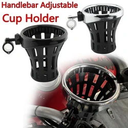 Motorcycle 22mm-25mm Handlebar Adjustable Cup Holder For Harley Street Glide Sporster Dyna Softail Breakout For ATV Universal