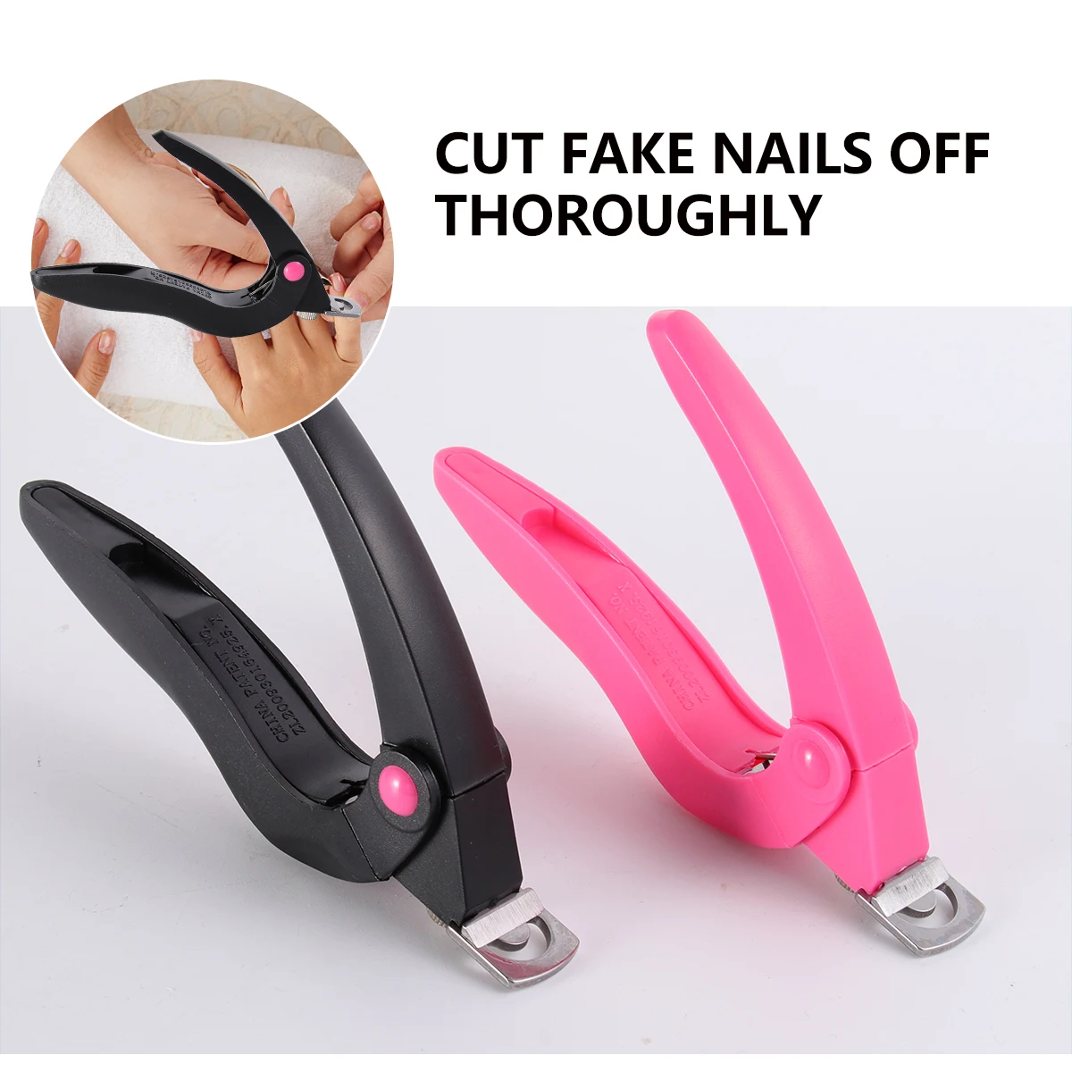 2 قطع المهنية الفن القواطع U-شكل الاكريليك مسمار كليبرز دائم الربيع شفرة المحمولة تلميح المتقلب جولة مستقيم قطع تصميم