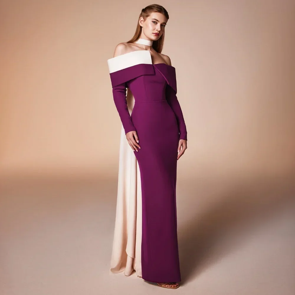 

Customized Formal Gown Women Prom Evening Dress Straight Elegant Purple Cocktail Party For Sexy 2024