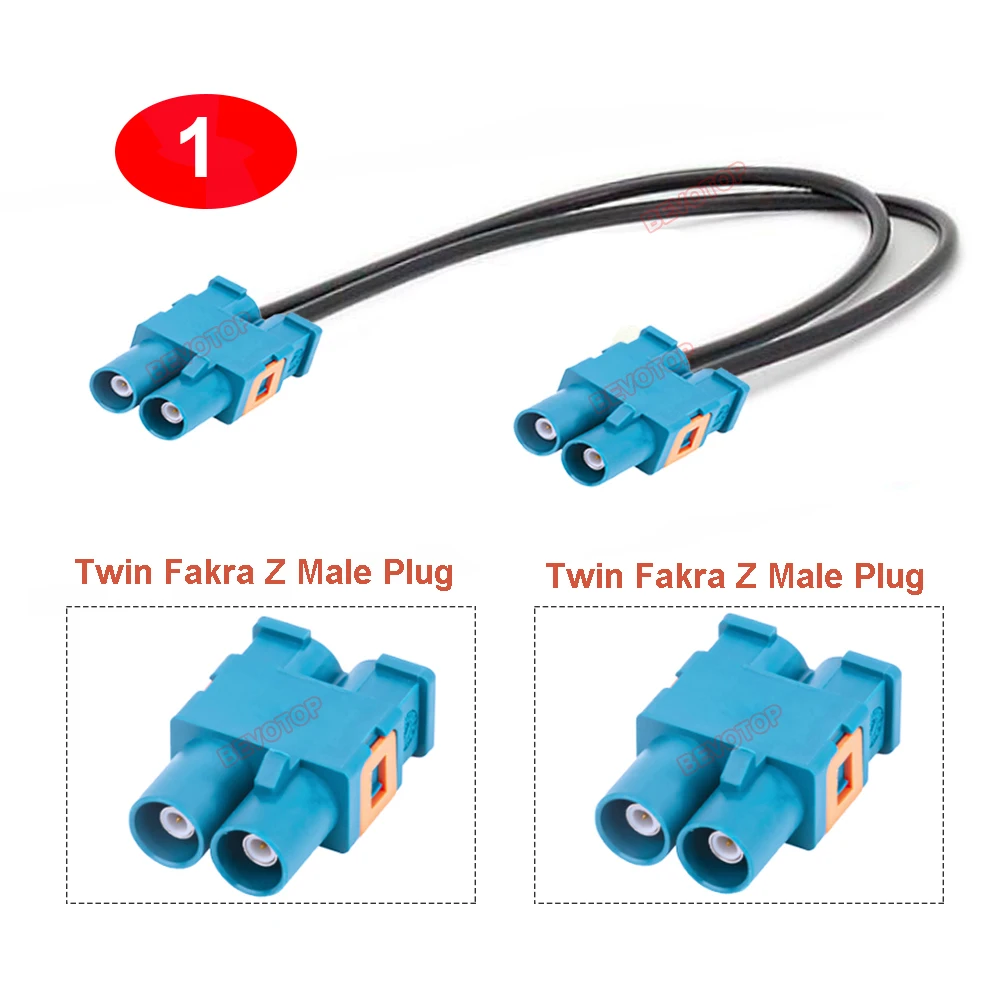 1PCS Twin Fakra B / Z Male to Male Plug Connector Dual Fakra RG174 RF Coaxial Cable Antenna Extension Jumper Pigtail