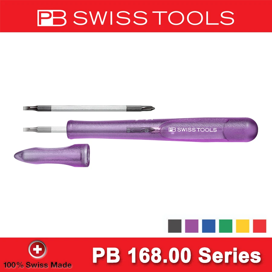 

PB SWISS Insider Pen Mini Screwdriver Slim Handle with Double Head Bit PB 53 for Slotted and Phillips Screws PB 168 00 Series