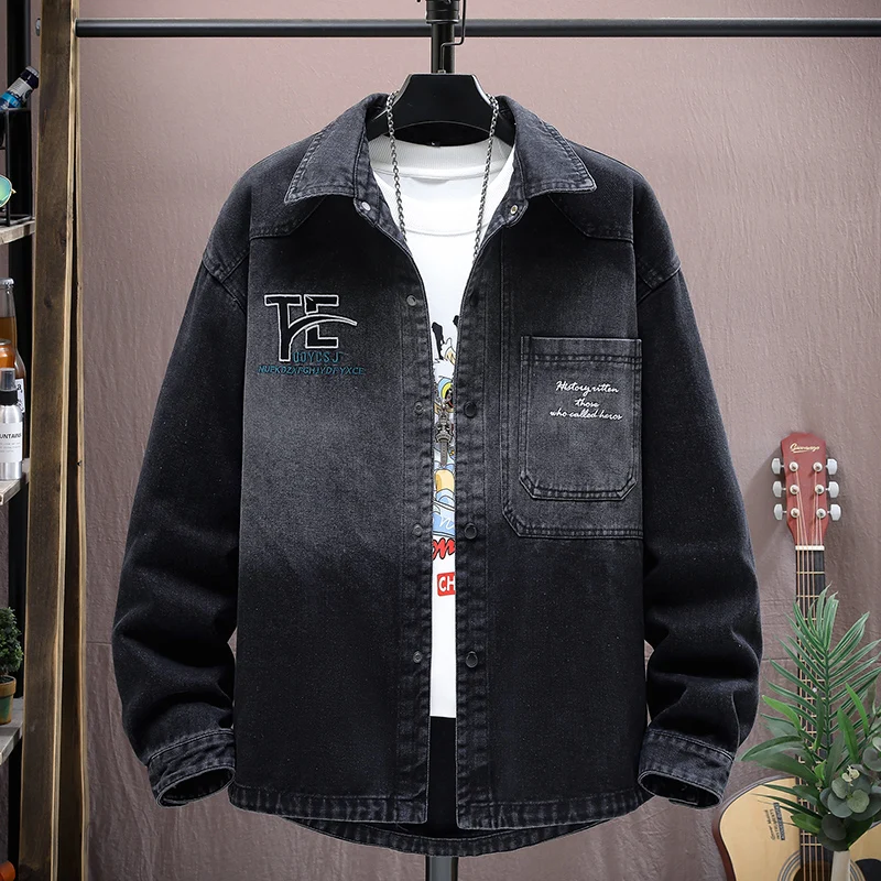 

2024 spring new arrival coat high quality casual letter pattern denim jacket men,men's casual jackets,plus-size M-4XL