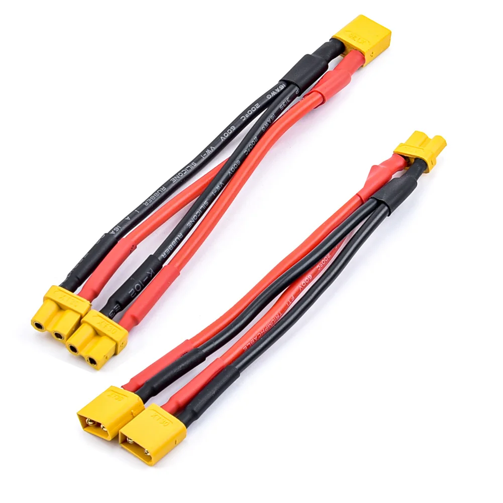 XT30 XT-30 wanita/pria konektor paralel kabel kawat Y Lead 18AWG 10CM kabel pengisi daya baterai untuk Rc Drone mobil baterai