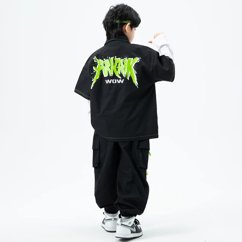 Kinder Teenager Hip Hop Kleidung ärmellose Jacke Tops Cargo Jogger Hose für Mädchen Jungen Street Dance Kostüm Jazz Show Kleidung