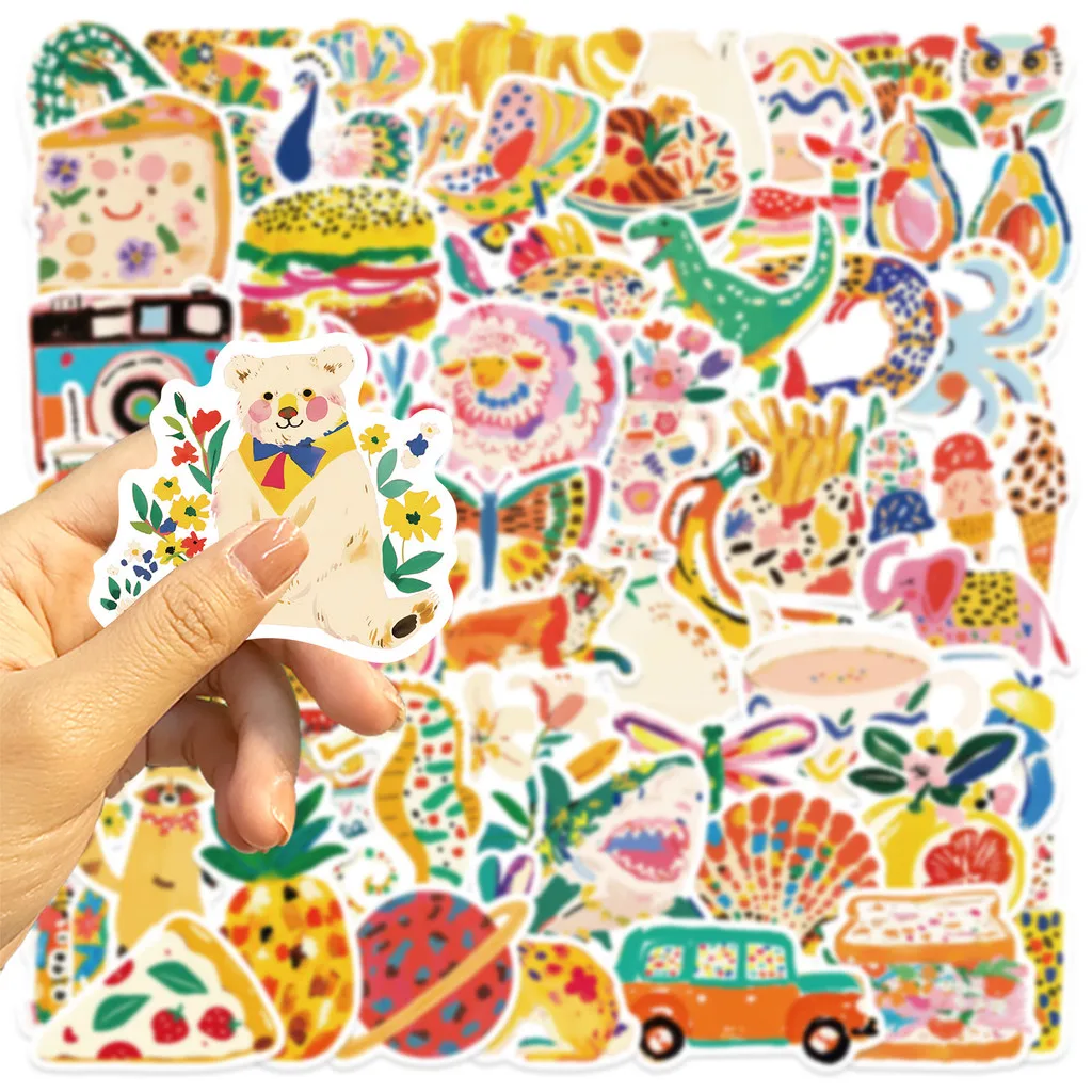 50 قطعة من ملصقات الكتابة على الجدران الملونة الكرتونية - ديكور مقاوم للماء يمكنك صنعه بنفسك للجيتار والكمبيوتر المحمول والأمتعة (متجر عوالم الرسوم المتحركة)