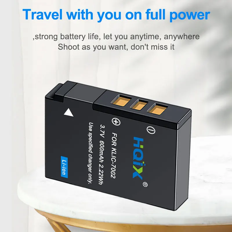 HQIX for Kodak EASYSHARE V530 V630 ZOOM Camera KLIC-7002 Charger Battery