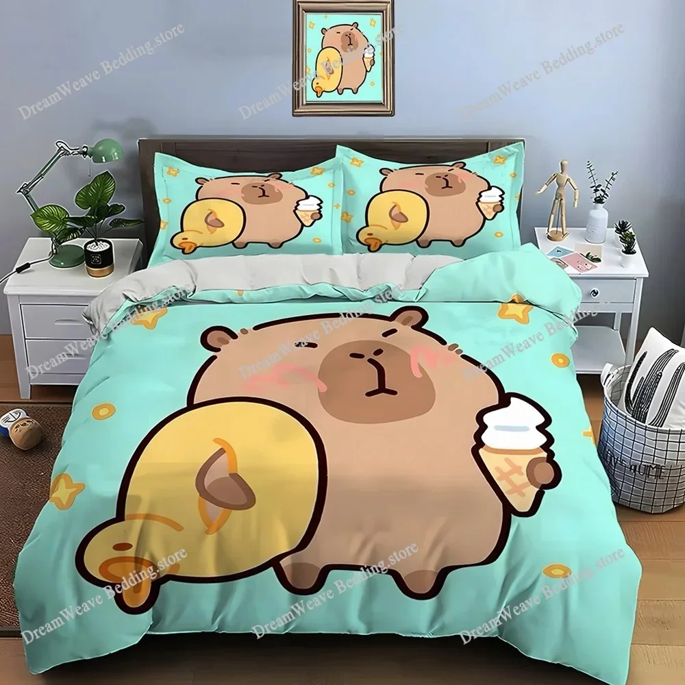 

New Cute Cartoon Capybara Print Bedding Set Duvet Cover Adult and Children Bedding Set Luxury Gifts Home Textileextile963