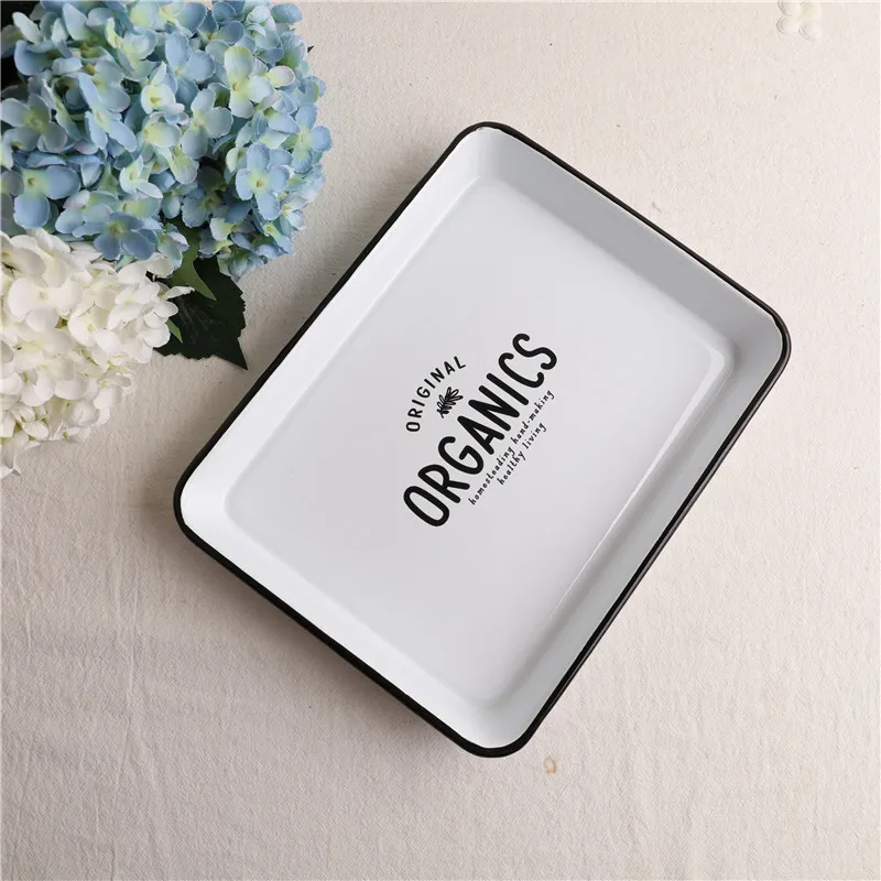 

Decorative Rectangle Enamel Tray Food Safe