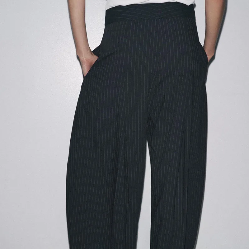 Summer New Arrival Women's Casual Faionable Wide Leg Pants Striped Loose Slimming Trousers Versatile High Waist Long Pants