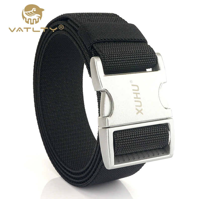 VATLTY New Aluminum Alloy Men's Elastic Belt 38mm Stretch Nylon Quick Release Buckle Military Belt Male Tactical Accessories